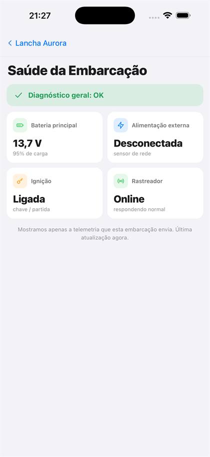 Saúde e diagnóstico da embarcação no NautMax